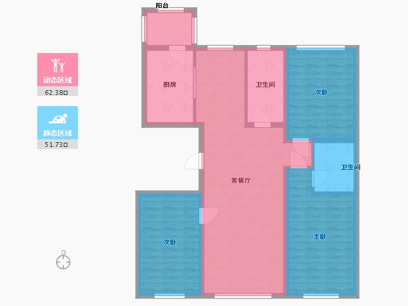 黑龙江省-哈尔滨市-骏赫·书苑派-102.40-户型库-动静分区