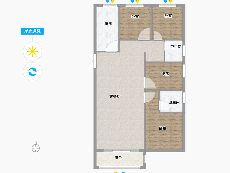 甘肃省-天水市-玖鼎·锦绣名苑-106.30-户型库-采光通风