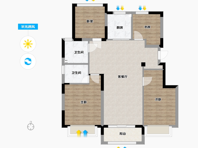 江苏省-苏州市-璀璨绿翠花园-95.00-户型库-采光通风