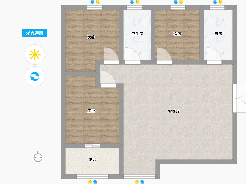 陕西省-西安市-华宇景观天下二期-85.01-户型库-采光通风