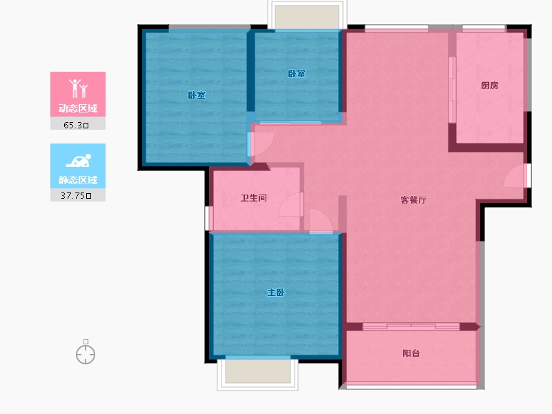 江苏省-苏州市-水漾花城花苑-93.00-户型库-动静分区