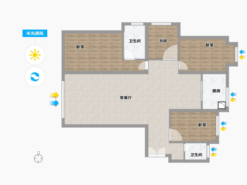 甘肃省-天水市-天麟金水湾-120.00-户型库-采光通风