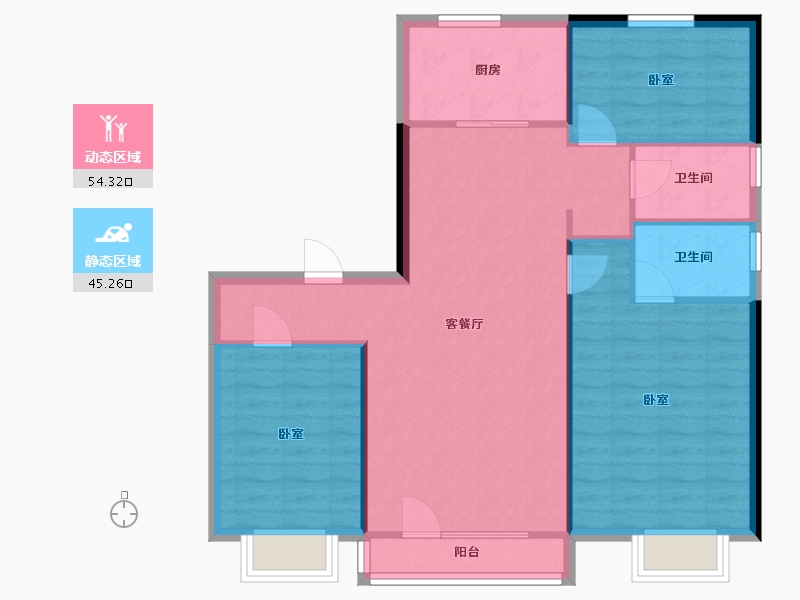 辽宁省-沈阳市-碧桂园公园印象-90.96-户型库-动静分区