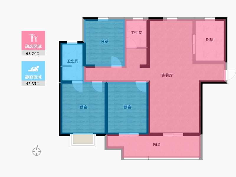 陕西省-渭南市-信达北经城-98.85-户型库-动静分区