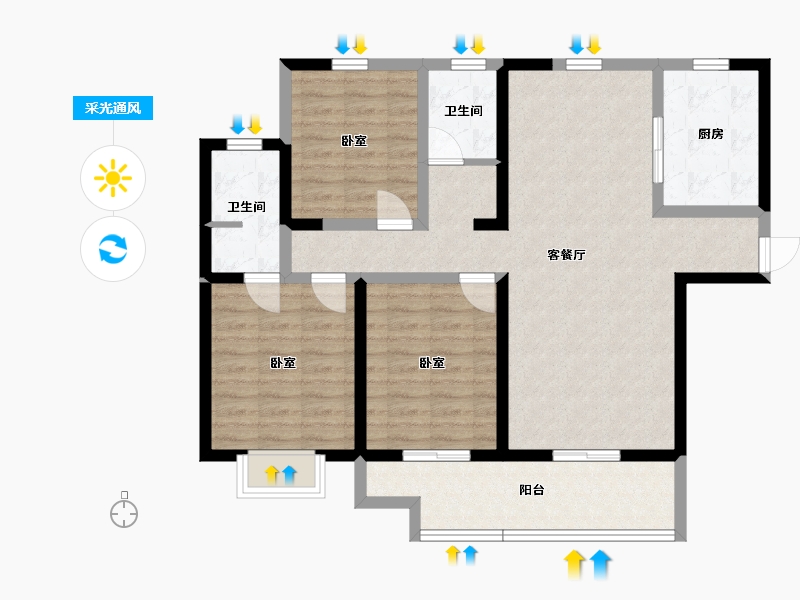 陕西省-渭南市-信达北经城-98.85-户型库-采光通风