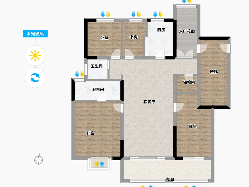 江苏省-常州市-新城璞樾春秋-113.99-户型库-采光通风