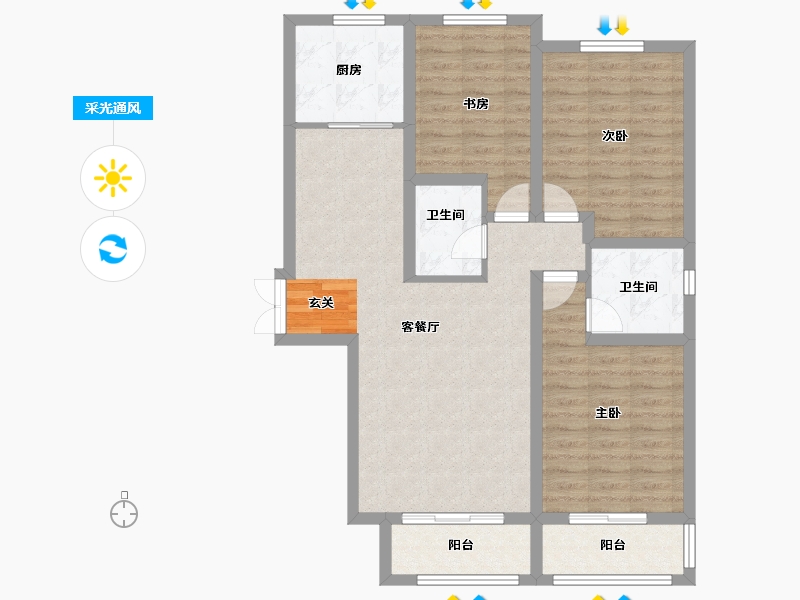 甘肃省-兰州市-盛世和平居-94.39-户型库-采光通风