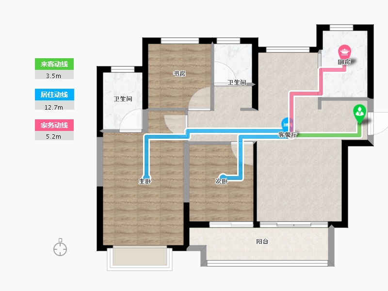 江苏省-徐州市-金地·格林世界-88.01-户型库-动静线