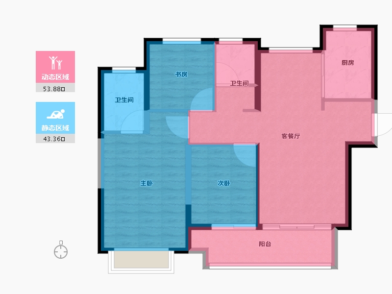 江苏省-徐州市-金地·格林世界-88.01-户型库-动静分区