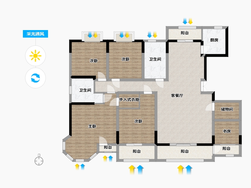 陕西省-西安市-未来家园-176.01-户型库-采光通风