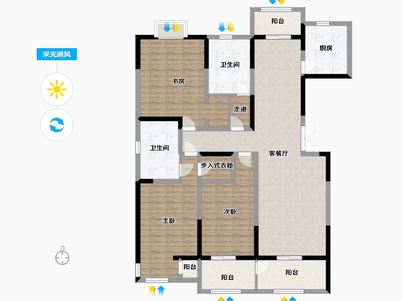 陕西省-西安市-未来家园-144.00-户型库-采光通风