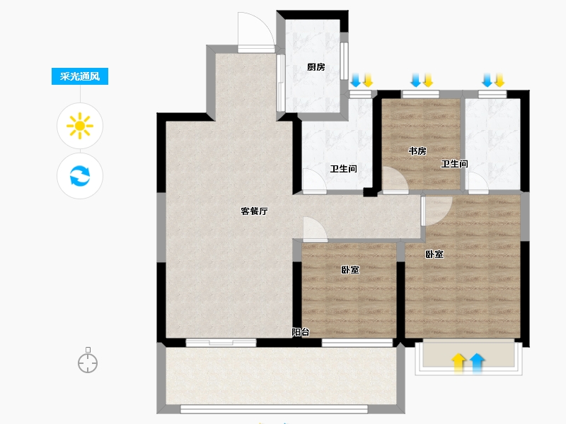 江苏省-苏州市-澜悦雅筑-88.00-户型库-采光通风