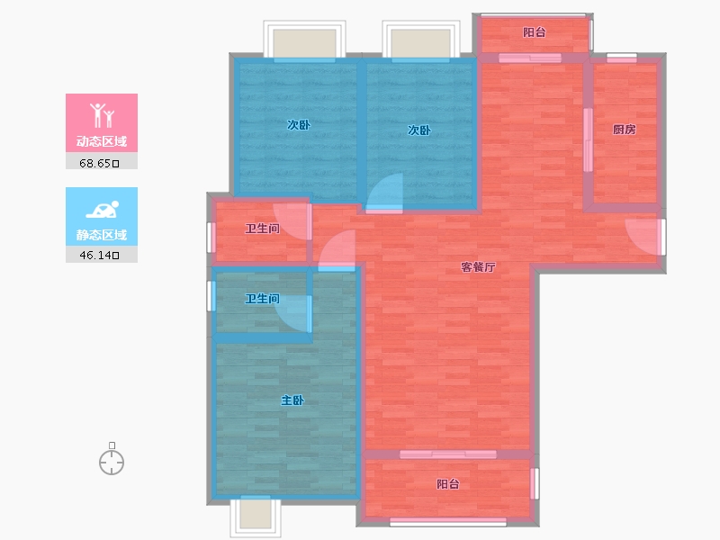 陕西省-西安市-千林世纪城-102.18-户型库-动静分区