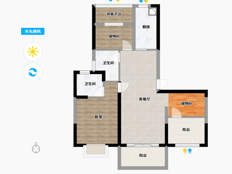 江苏省-苏州市-尚林华庭-76.00-户型库-采光通风