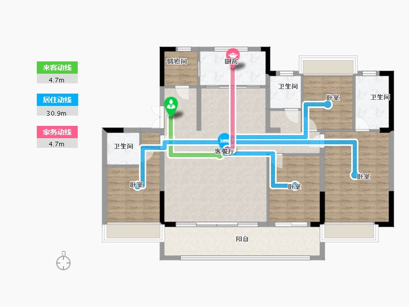 江苏省-常州市-美的世茂云筑-128.00-户型库-动静线