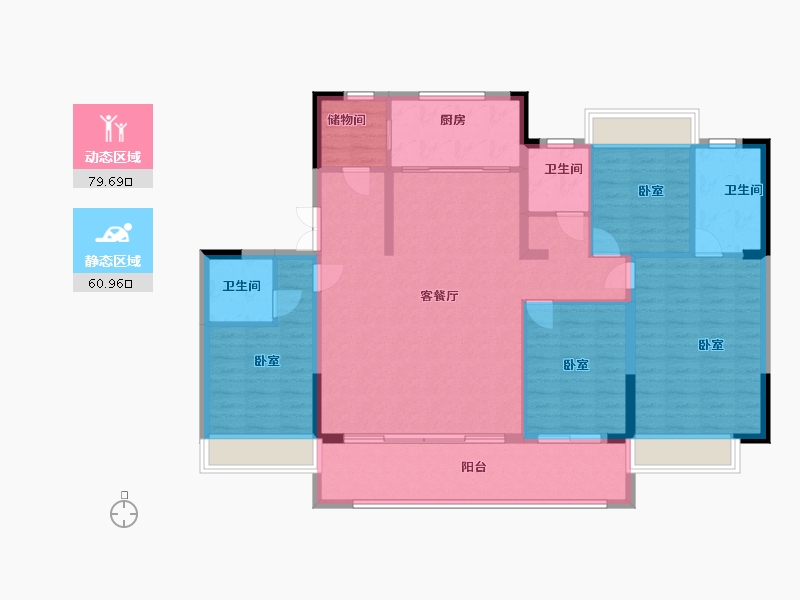 江苏省-常州市-美的世茂云筑-128.00-户型库-动静分区