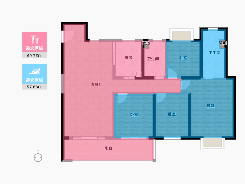 江苏省-无锡市-万科翡翠东方-114.01-户型库-动静分区