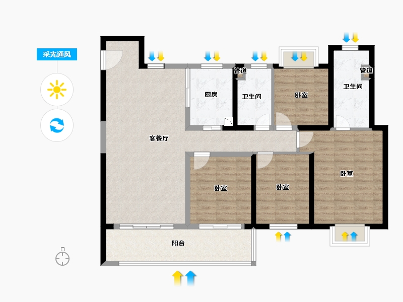 江苏省-无锡市-万科翡翠东方-114.01-户型库-采光通风