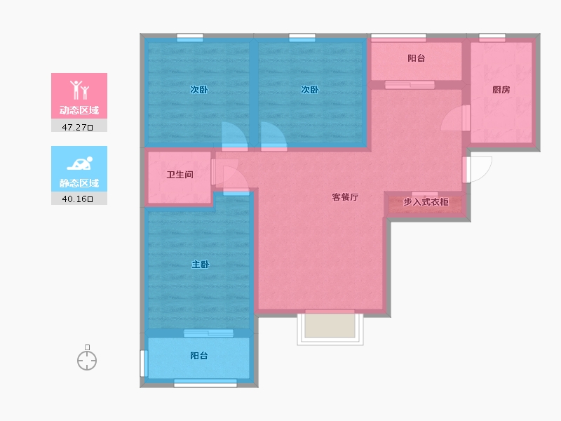 陕西省-西安市-华宇景观天下二期-76.69-户型库-动静分区