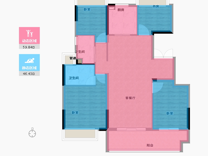 江苏省-苏州市-锦鲤花园-96.00-户型库-动静分区