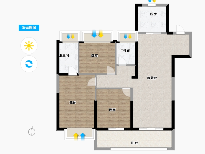 江苏省-苏州市-澜悦雅筑-96.00-户型库-采光通风