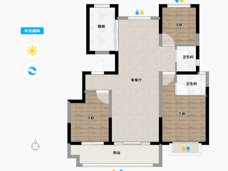 江苏省-徐州市-金鹏学府-94.00-户型库-采光通风