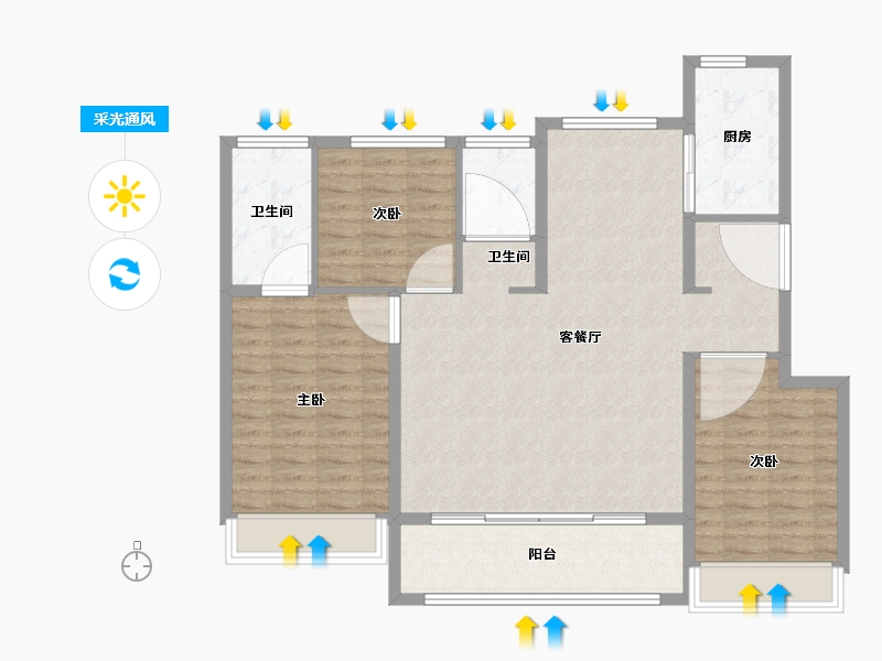 江苏省-徐州市-新城·云境-108.00-户型库-采光通风