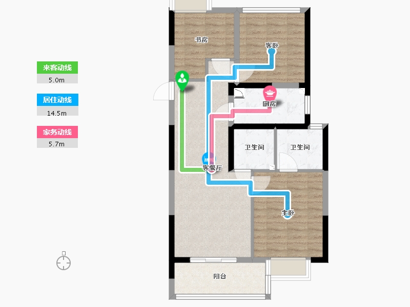 江苏省-苏州市-璀璨绿翠花园-80.00-户型库-动静线