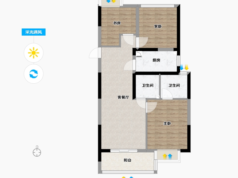 江苏省-苏州市-璀璨绿翠花园-80.00-户型库-采光通风