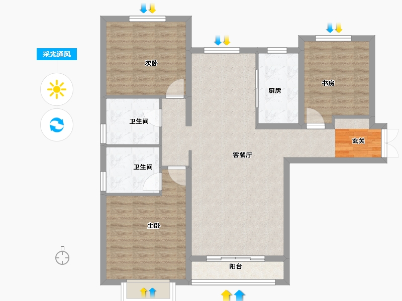 甘肃省-兰州市-盛世和平居-96.87-户型库-采光通风