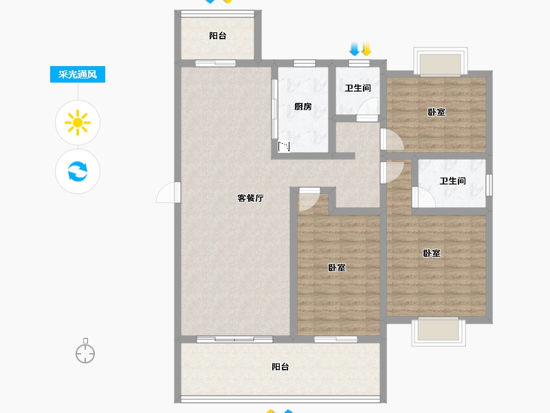 云南省-楚雄彝族自治州-天一公园首府-116.77-户型库-采光通风