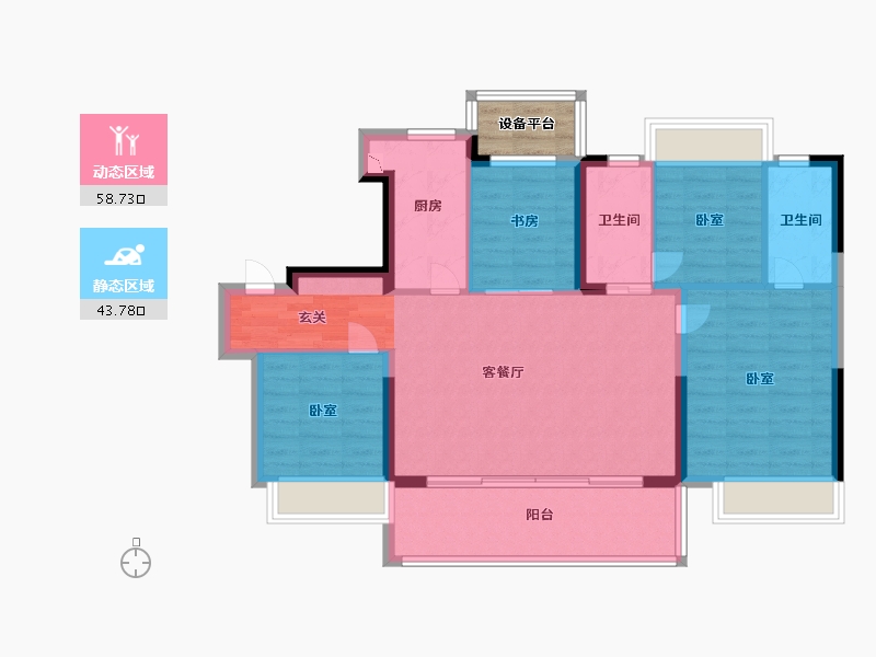 江苏省-常州市-碧桂园都市森林-94.94-户型库-动静分区