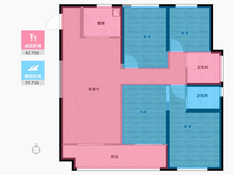 江苏省-苏州市-新希望锦麟九里-106.01-户型库-动静分区