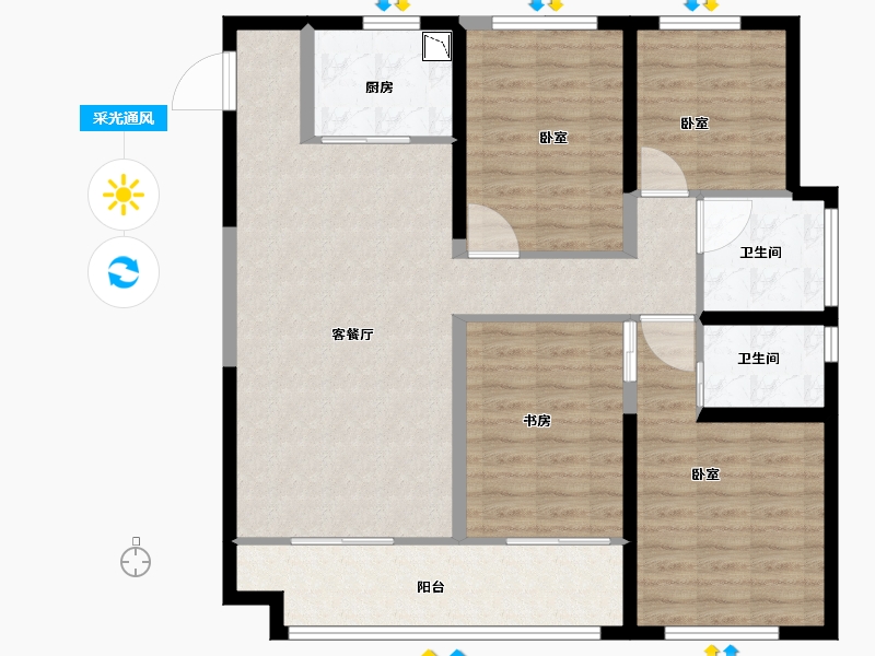 江苏省-苏州市-新希望锦麟九里-106.01-户型库-采光通风