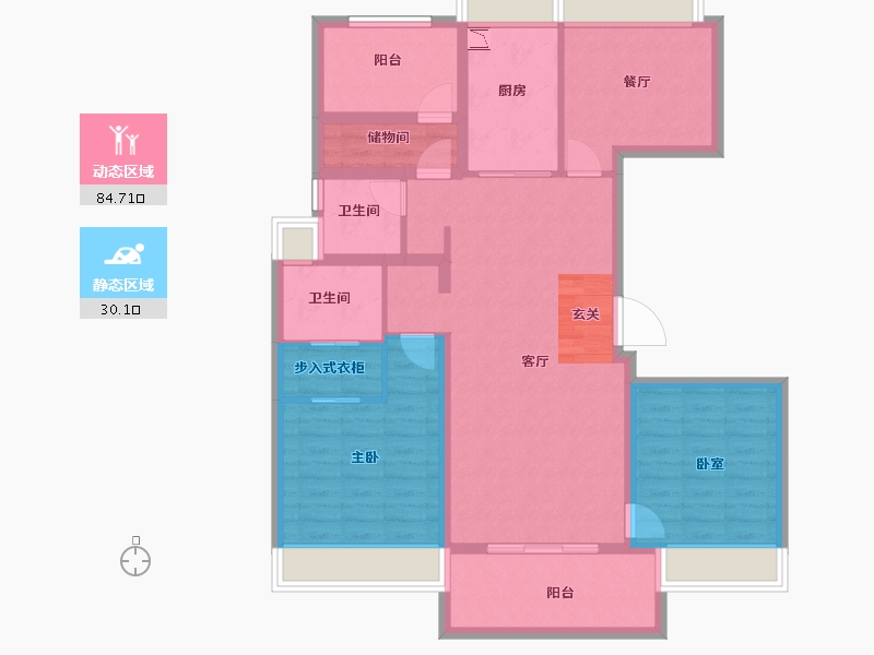 江苏省-苏州市-独墅湖西金悦花园-102.00-户型库-动静分区