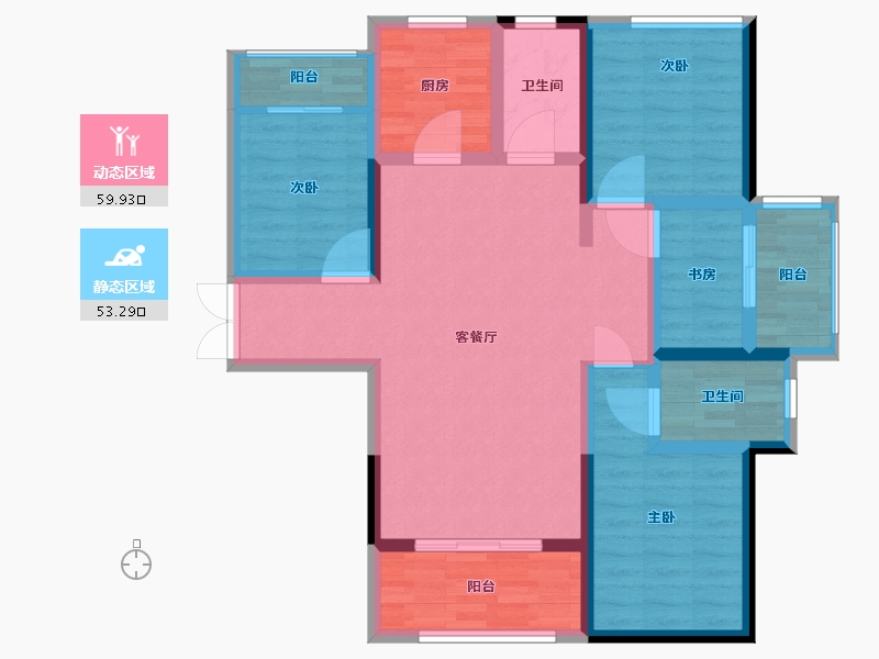 陕西省-西安市-南湖7号-100.46-户型库-动静分区