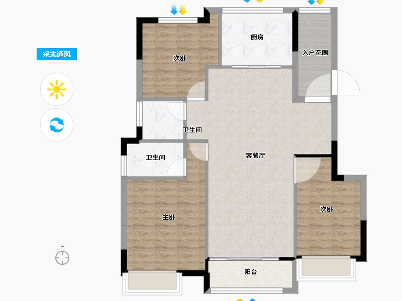 浙江省-台州市-鉴湖公馆-98.01-户型库-采光通风