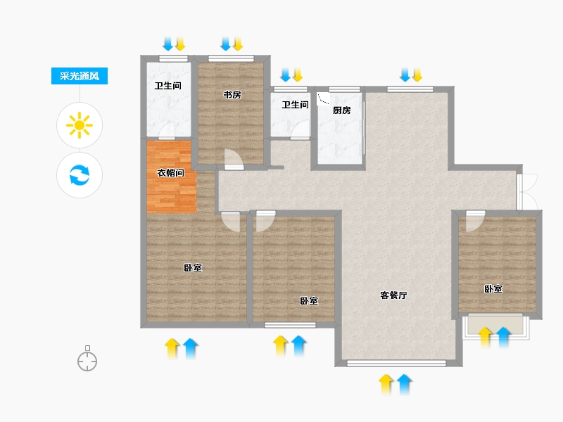 甘肃省-天水市-天麟金水湾-139.00-户型库-采光通风