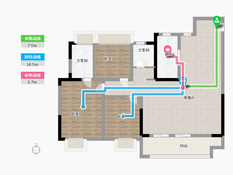 江苏省-常州市-万科四季都会-101.99-户型库-动静线