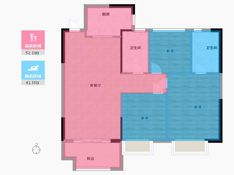 江苏省-苏州市-金科观天下-85.00-户型库-动静分区