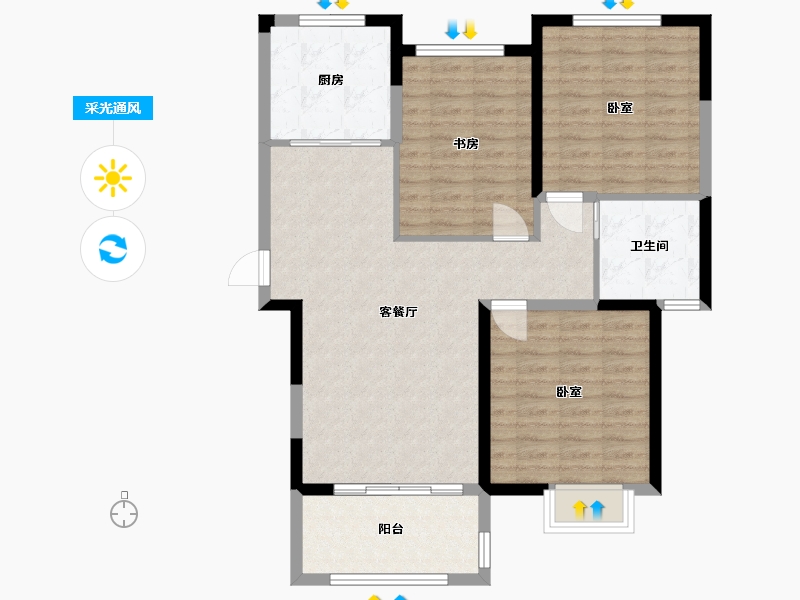 江苏省-苏州市-天地源拾锦香都-92.00-户型库-采光通风