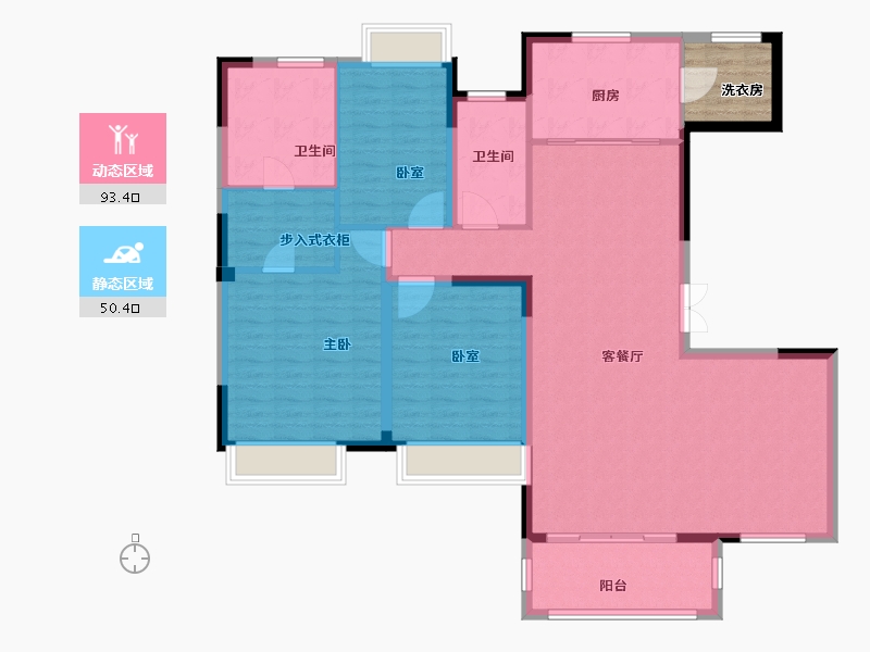 江苏省-南京市-华新城璟园-135.91-户型库-动静分区