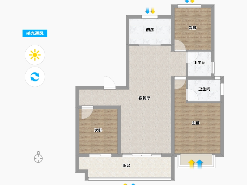 江苏省-徐州市-金鹏学府-92.00-户型库-采光通风