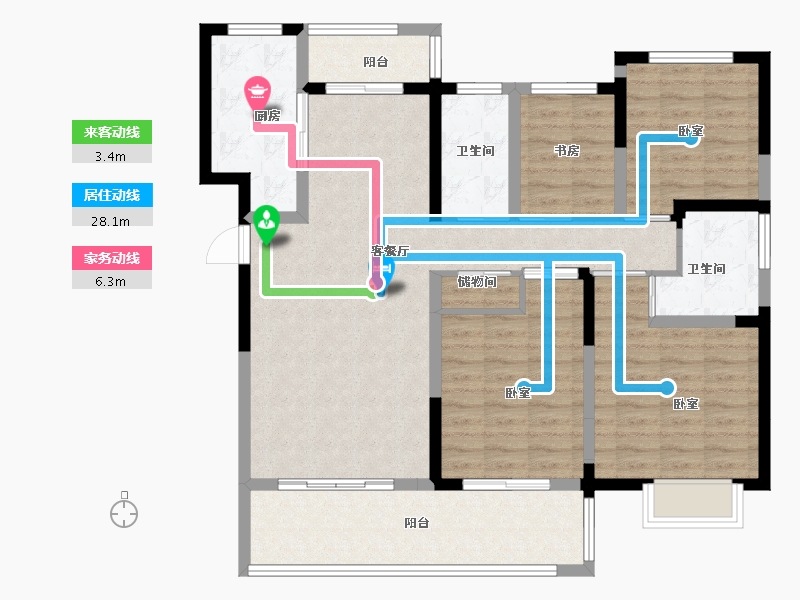 江苏省-苏州市-天地源拾锦香都-111.00-户型库-动静线