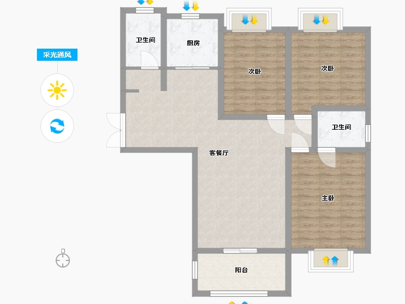 陕西省-西安市-千林世纪城-93.70-户型库-采光通风