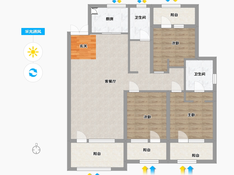 黑龙江省-哈尔滨市-凯利汽车欢乐广场-99.70-户型库-采光通风