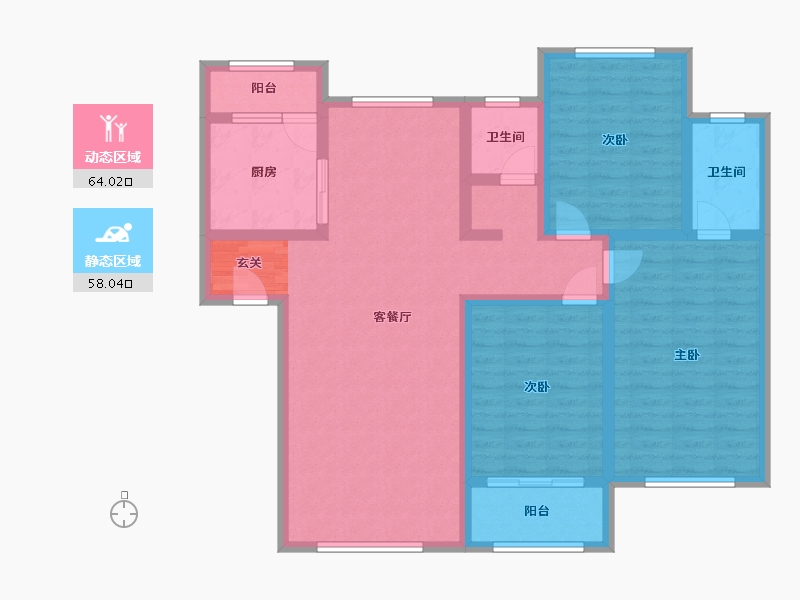 陕西省-宝鸡市-轩苑姜源华府-108.50-户型库-动静分区