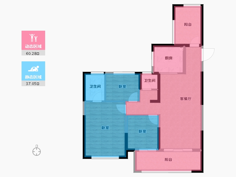 甘肃省-兰州市-蓝光雍锦阁-86.71-户型库-动静分区