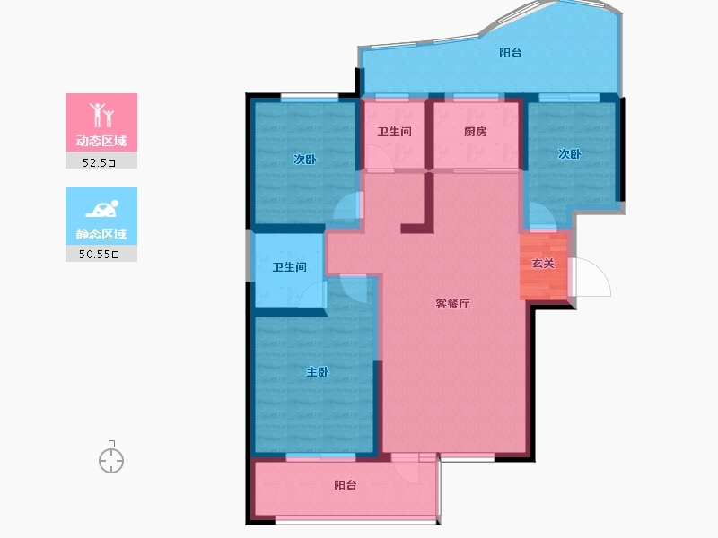 陕西省-宝鸡市-金色米兰-92.01-户型库-动静分区