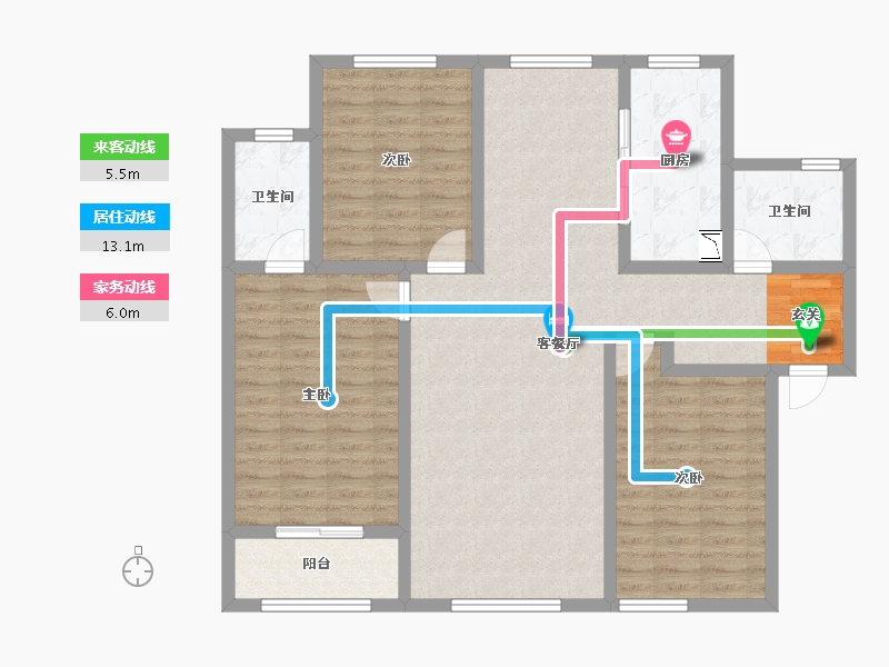 陕西省-宝鸡市-轩苑姜源华府-111.66-户型库-动静线